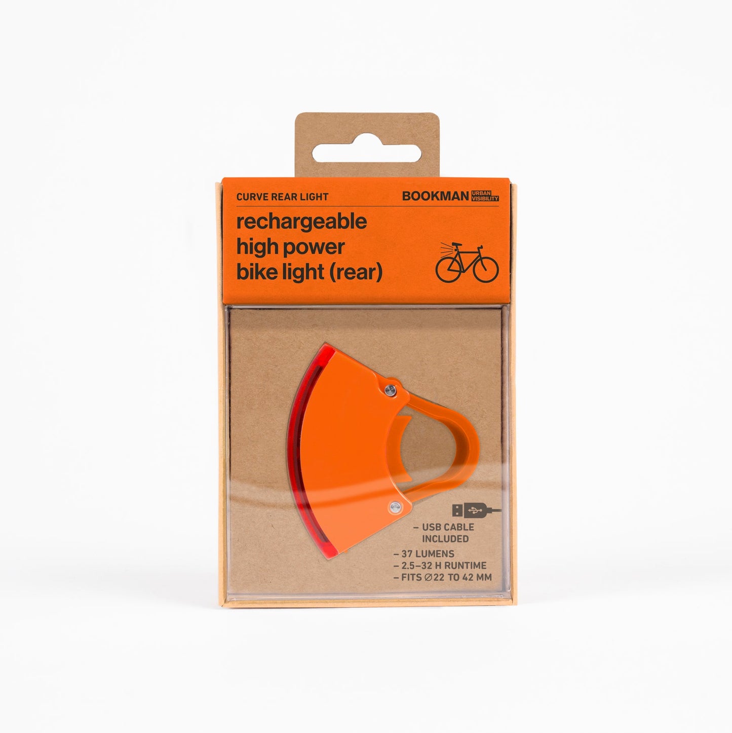 Bookman – Curve – orange cykellyse – bak