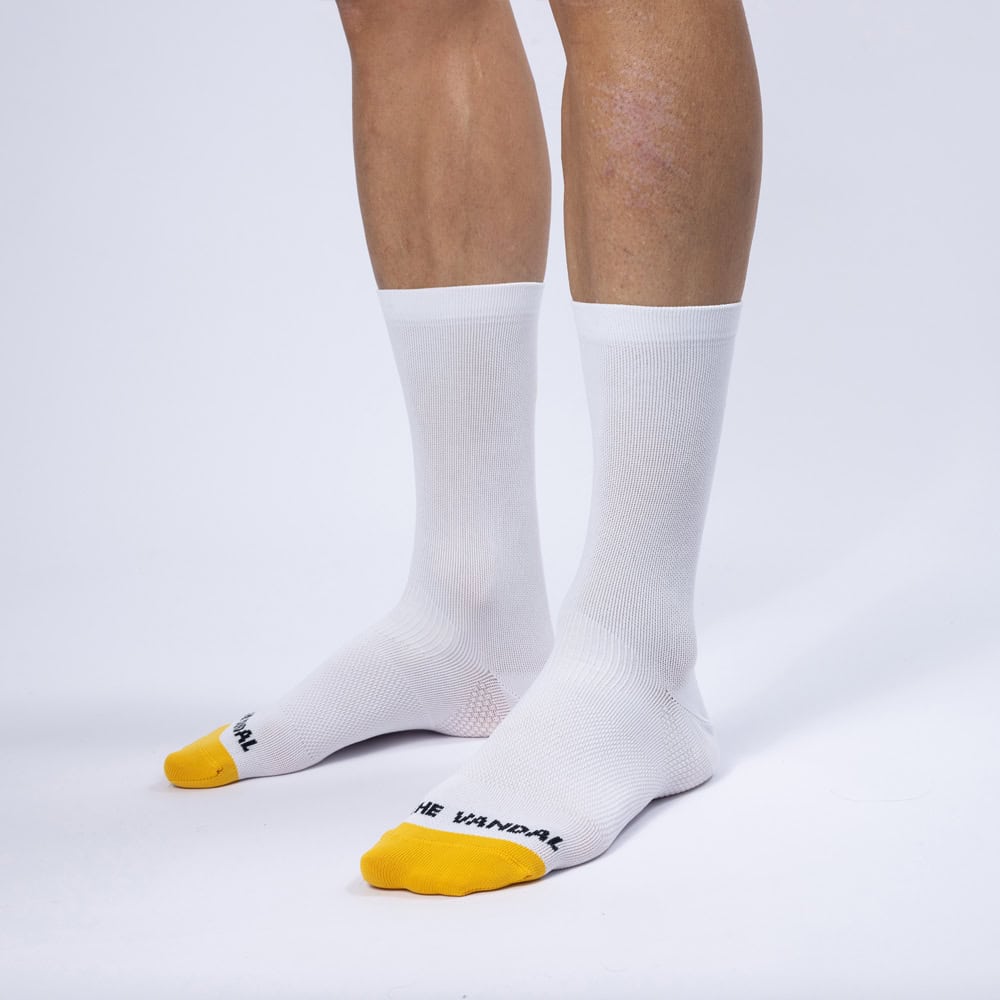 The Vandal – Cycling socks – Vandal logo / white