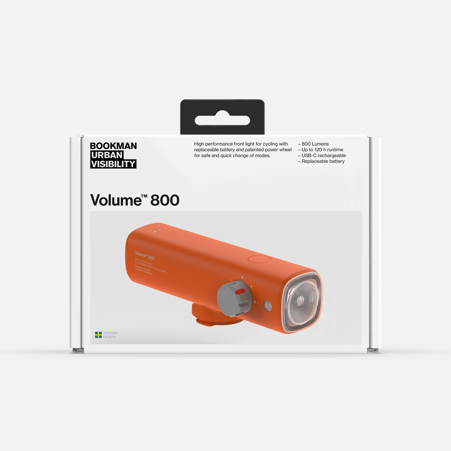 Bookman – Volume 800 – cykelbelysning – fram – orange