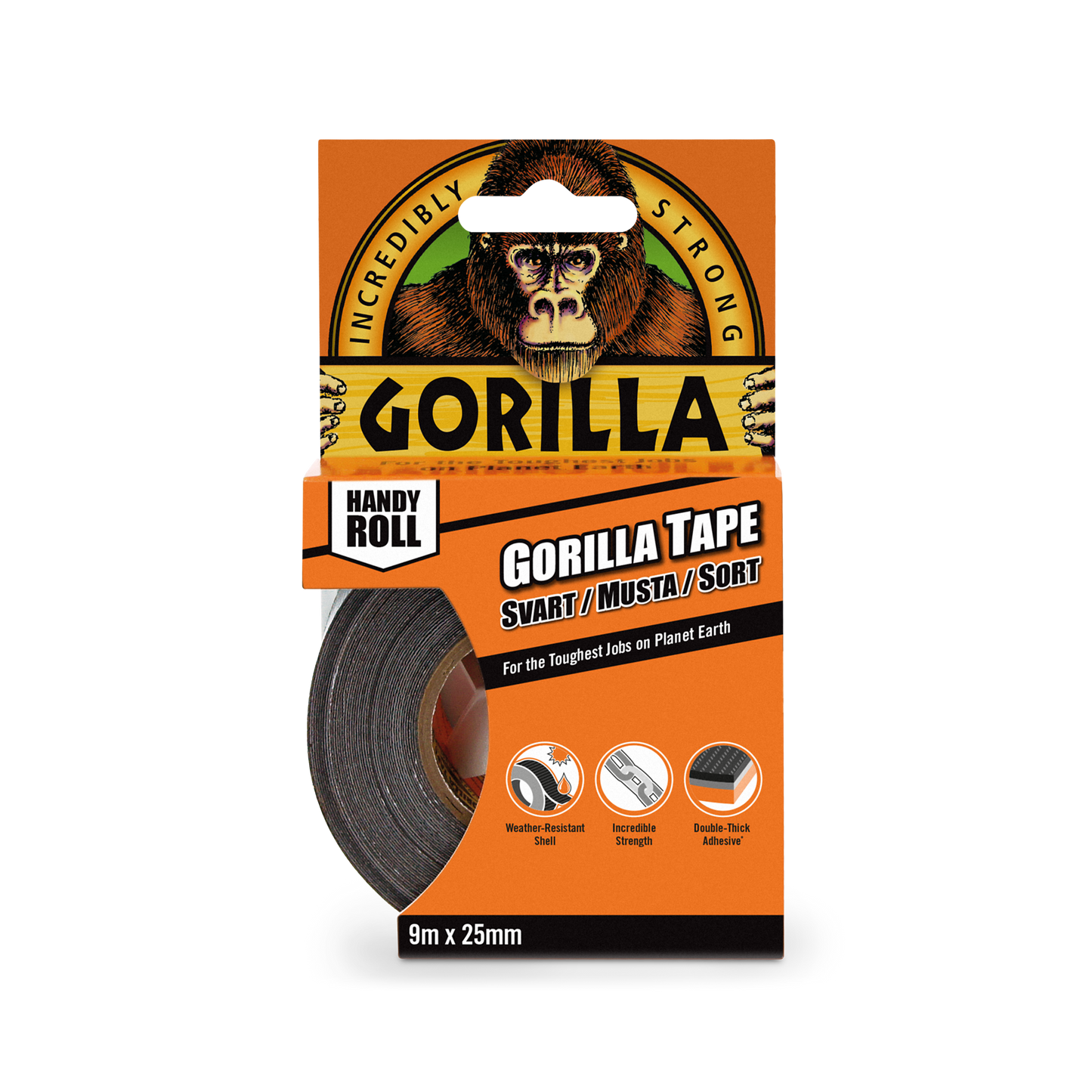 Gorilla Tape - Black - Practical Roll 25mm