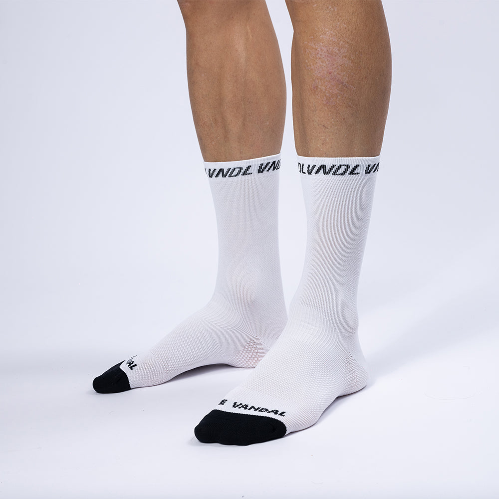 The Vandal – Cycling socks – Vandal logo / white